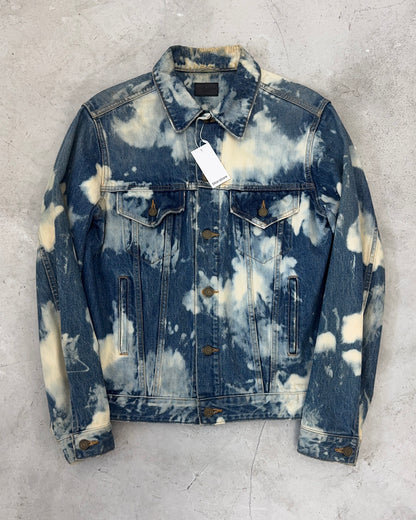 SAINT LAURENT SS16 DESTROYED JEAN JACKET IN BLUE PUNK DENIM