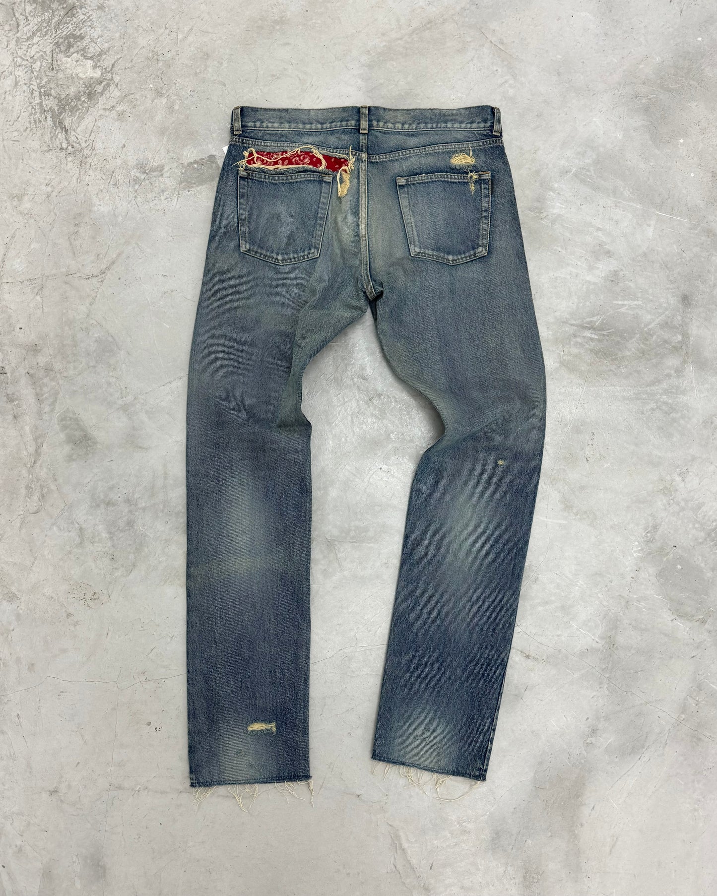 SAlNT LAURENT SS19 D18 BANDANA DENIM JEANS