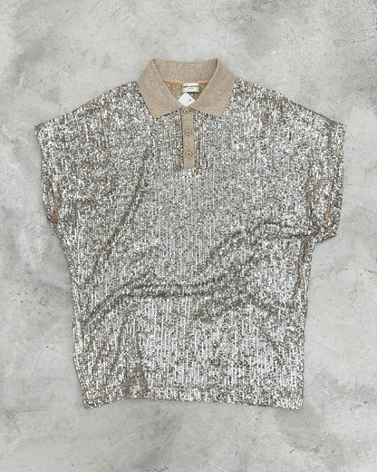 SAlNT LAURENT SS20 SEQUIN POLO SHIRT