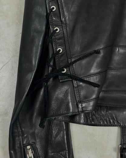 UNRAVEL PROJECT PRE-FALL 2018 CHOPPED LEATHER BIKER JACKET