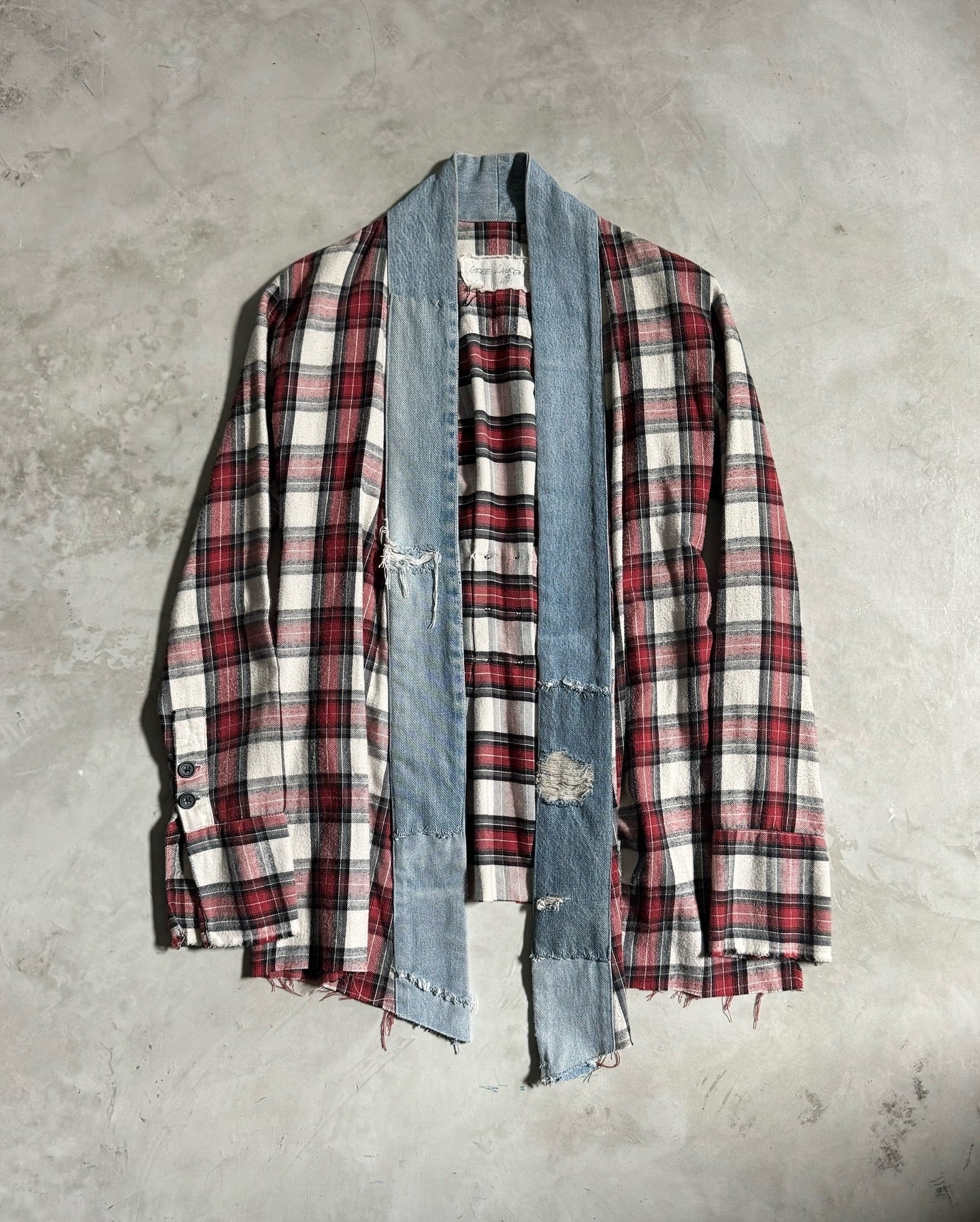 GREG LAUREN VINTAGE DENIM STRIPE KIMONO STUDIO