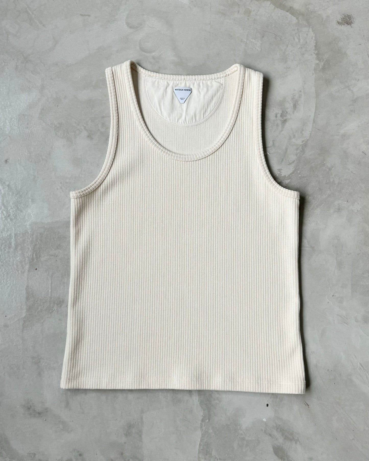 BOTTEGA VENETA RESORT 2024 COTTON RIB TANK TOP WITH LABEL