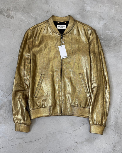 SAINT LAURENT SS16 GOLDEN VARSITY JACKET