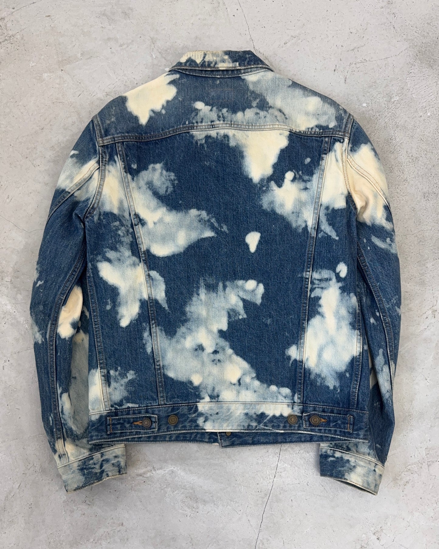 SAINT LAURENT SS16 DESTROYED JEAN JACKET IN BLUE PUNK DENIM