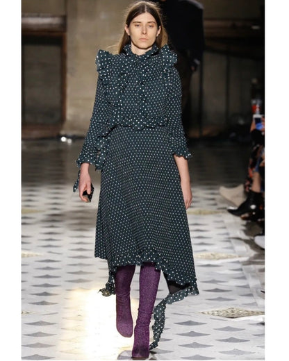 VETEMENTS FW16 RUFFLED SHOULDER POLKA DOT DRESS