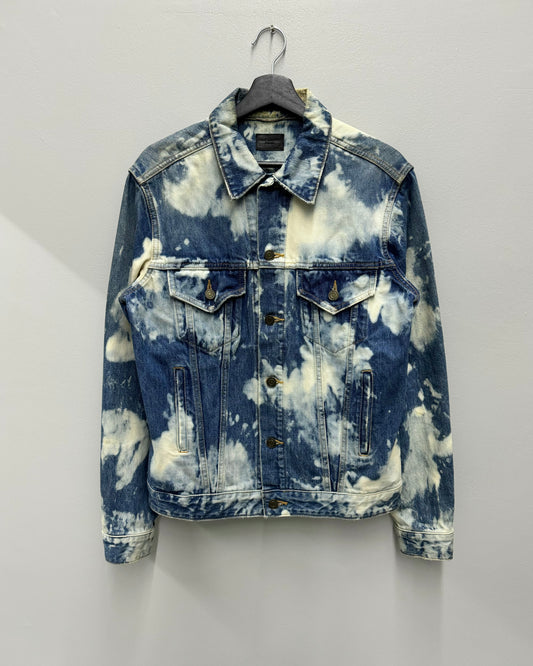 SAlNT LAURENT SS16 DESTROYED JEAN JACKET IN BLUE PUNK DENIM