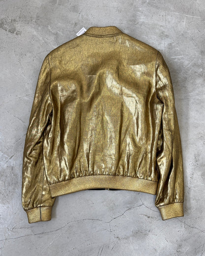 SAINT LAURENT SS16 GOLDEN VARSITY JACKET