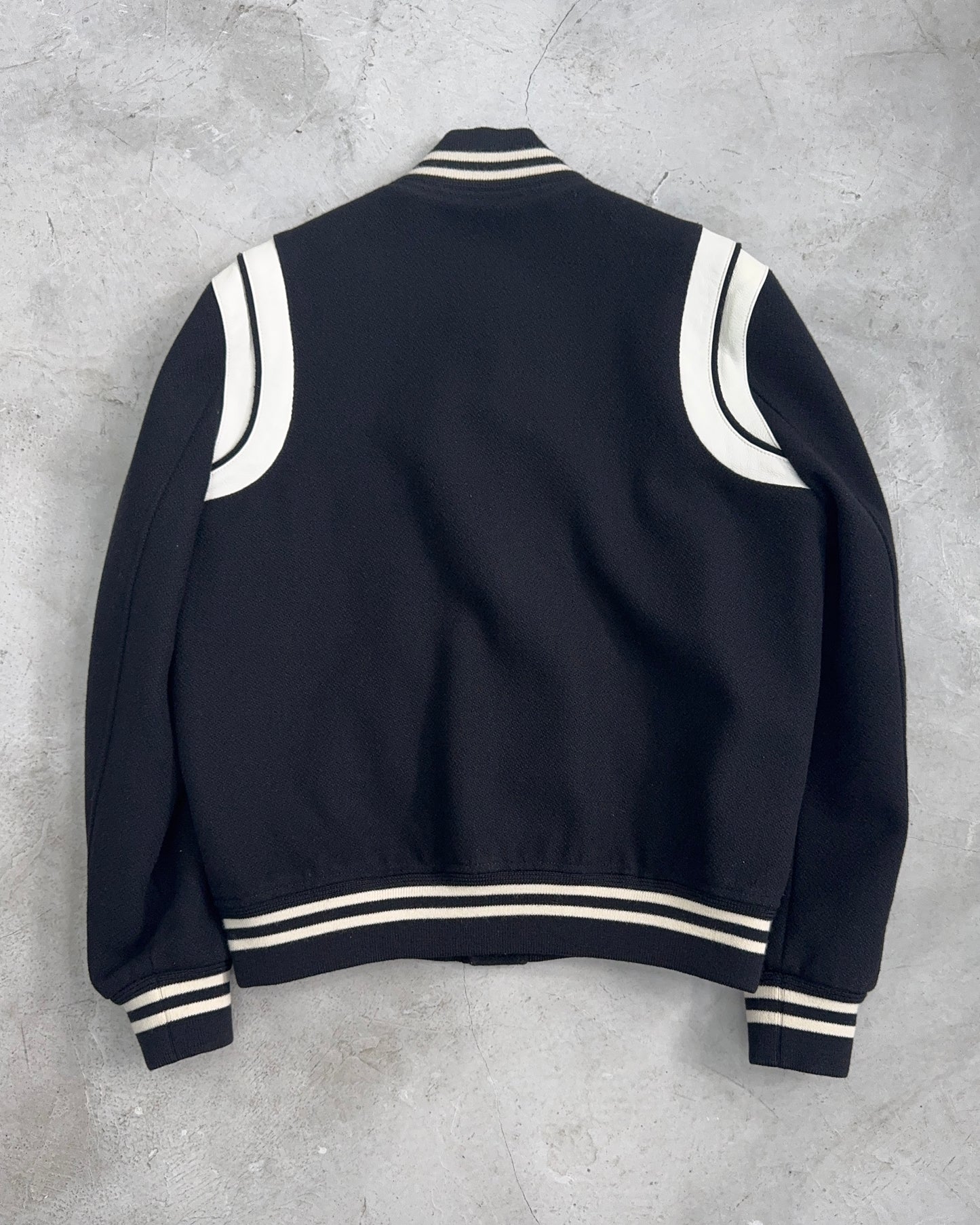 SAlNT LAURENT FW20 WOOL TEDDY VARSITY JACKET