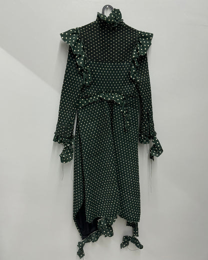 VETEMENTS FW16 RUFFLED SHOULDER POLKA DOT DRESS