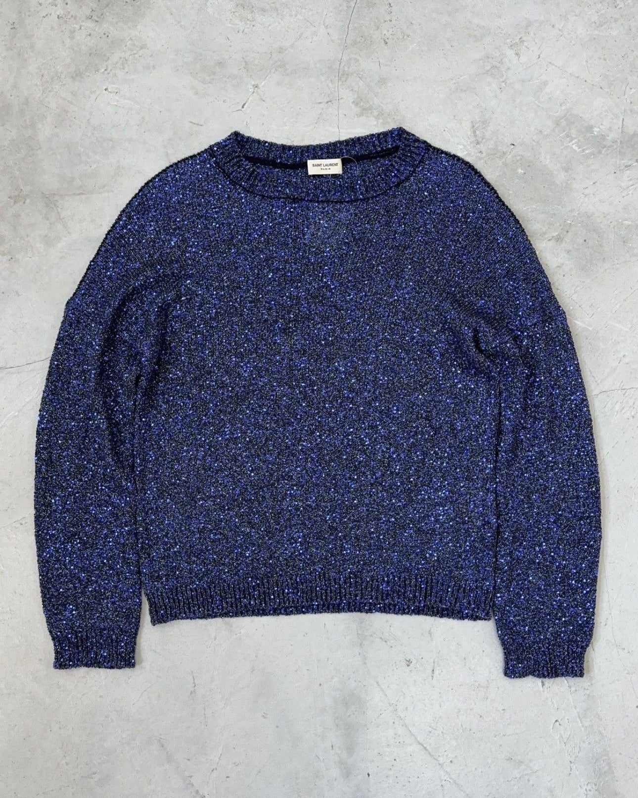 SAINT LAURENT SS20 SEQUIN METTALIC SWEATER