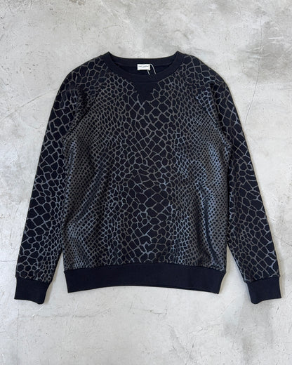 SAINT LAURENT FW15 BRUSHED ALLIGATOR PRINTED SWEATSHIRT