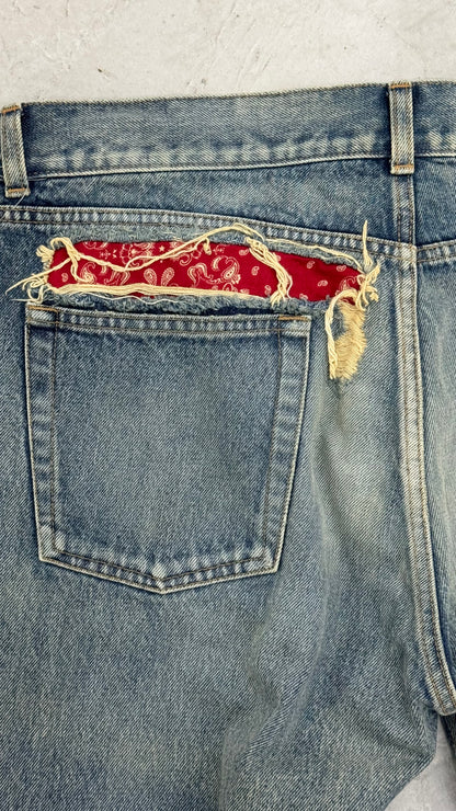 SAlNT LAURENT SS19 D18 BANDANA DENIM JEANS