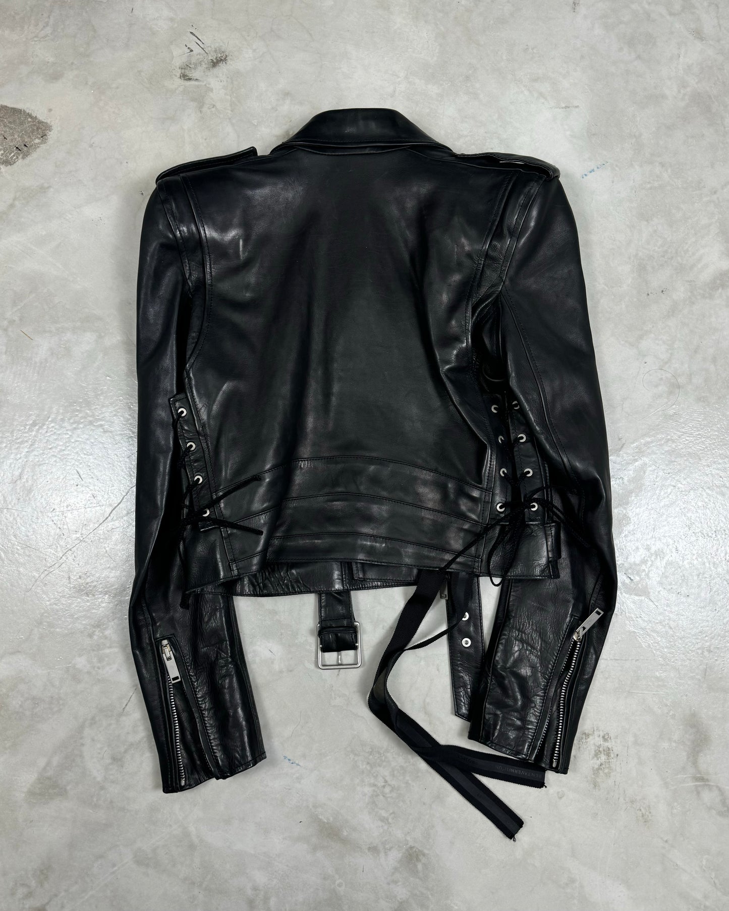 UNRAVEL PROJECT PRE-FALL 2018 CHOPPED LEATHER BIKER JACKET